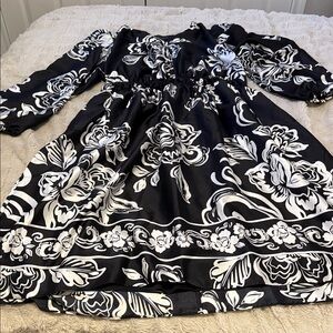 Lane Bryant Black and White Floral Mini Dress